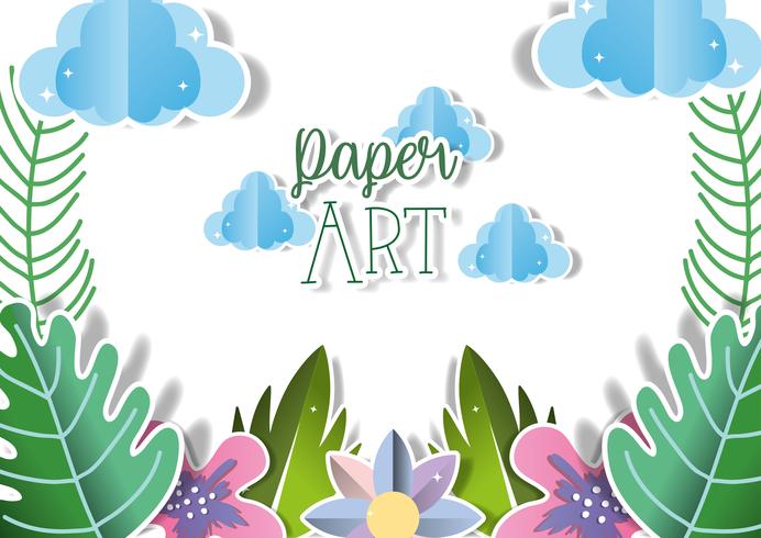 Paisaje de papel arte vector