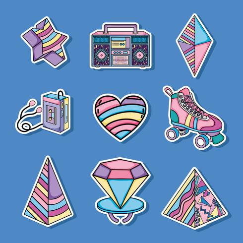 Conjunto de dibujos animados de arte pop vector