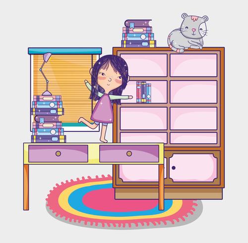 Girl with books cartoons vector