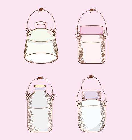 Set of mason jar drawings vector