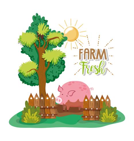 Granja de dibujos animados frescos vector