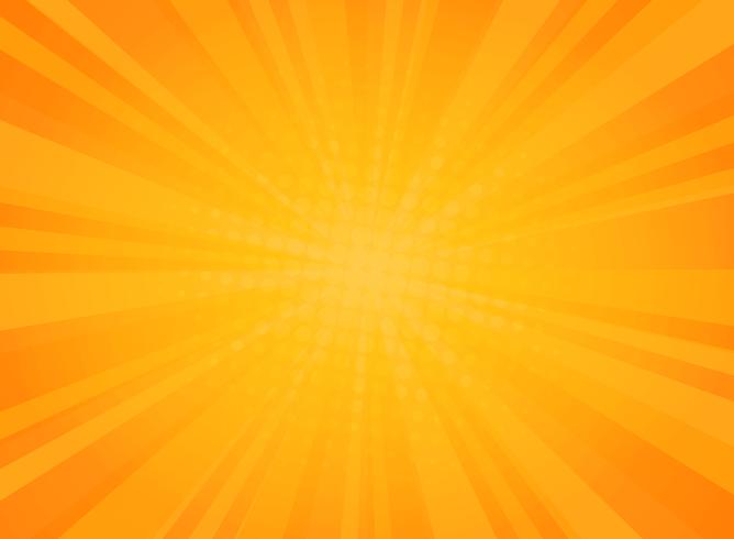 Abstract sunny radiance pattern of comic halftone background in yellow.  vector