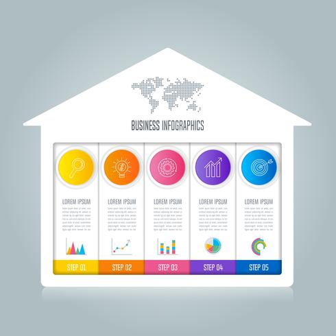 Diseño infográfico concepto de negocio con 5 opciones. vector