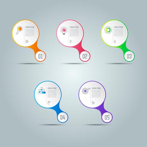 Diseño infográfico concepto de negocio con 5 opciones. vector