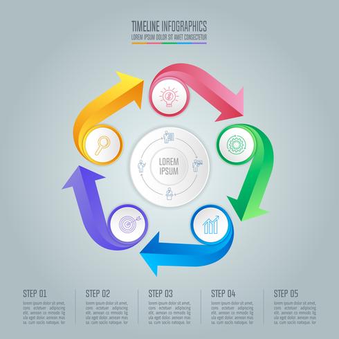 Diseño infográfico concepto de negocio con 5 opciones. vector