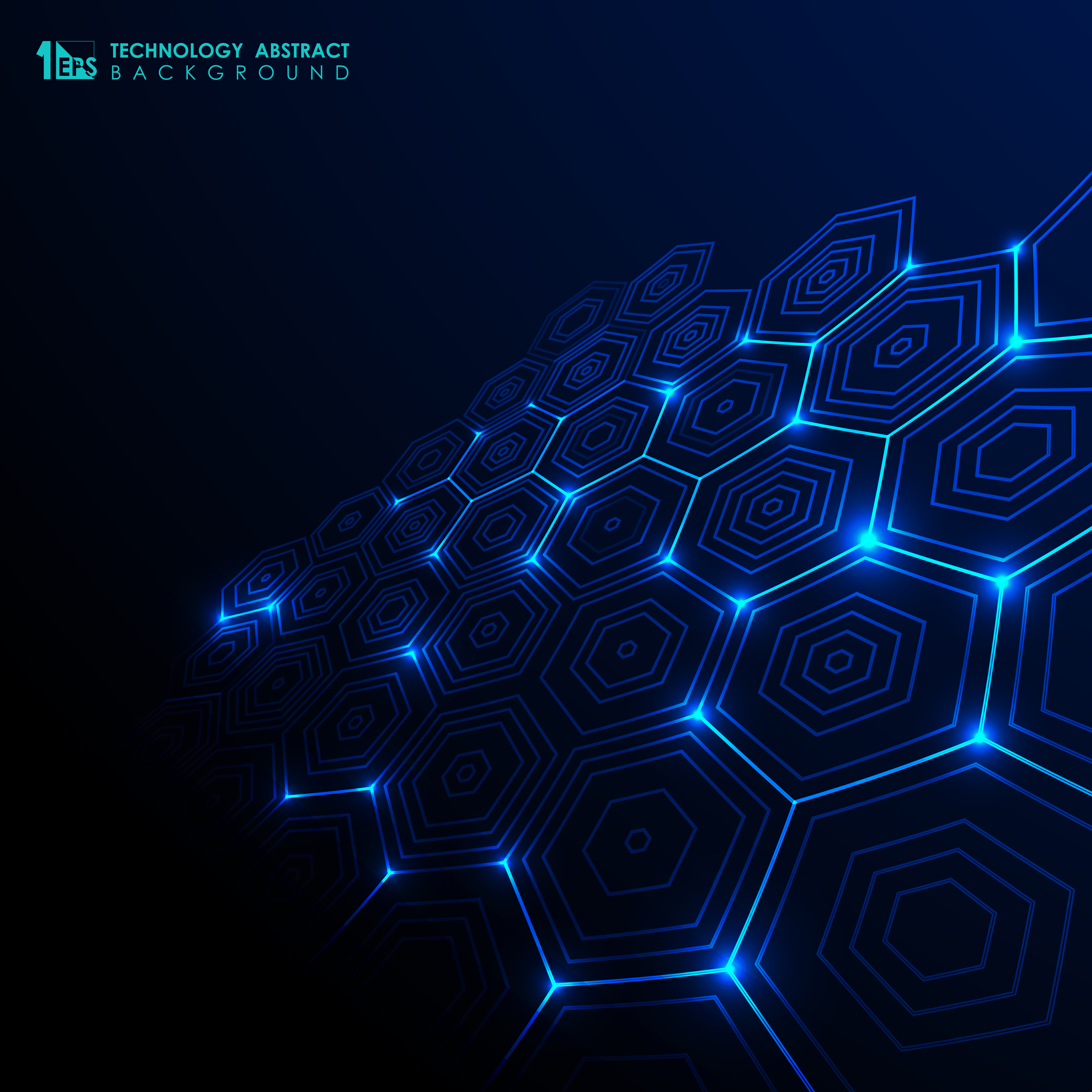  Abstract  futuristic  technology gradient blue hexagon 