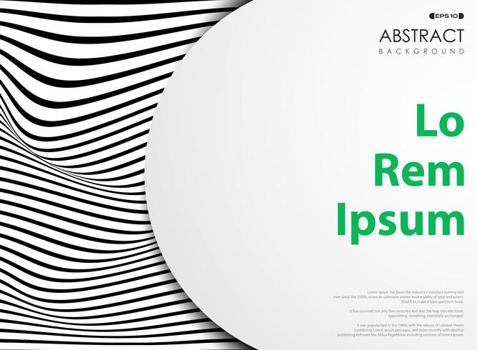 Abatract black and white wavy pattern stripe lines with white space.  vector