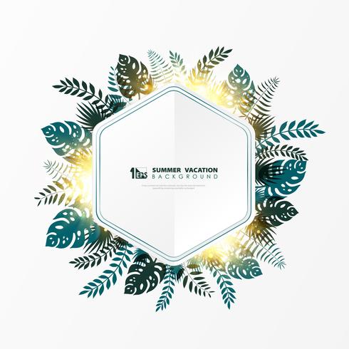 Abstract vector template summer leaves with golden glitter decoration brochure cover design on white background. illustration vector eps10 