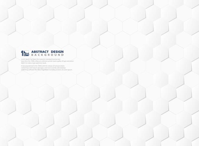 Abstract hexagon pattern technology 3d white and gray background. illustration vector eps10 