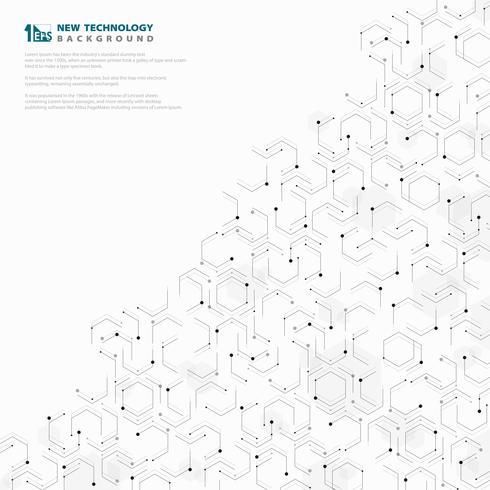 Resumen de tecnología geométrica hexagonal patrón de diseño blanco y gris plantilla. ilustración vectorial eps10 vector