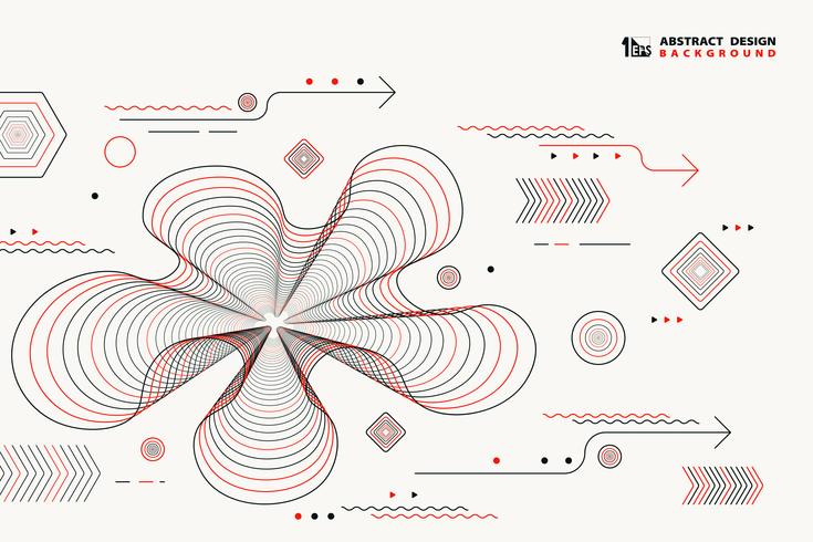 Abstract lines geometric vector elements design black and red color decoration. illustration vector eps10 