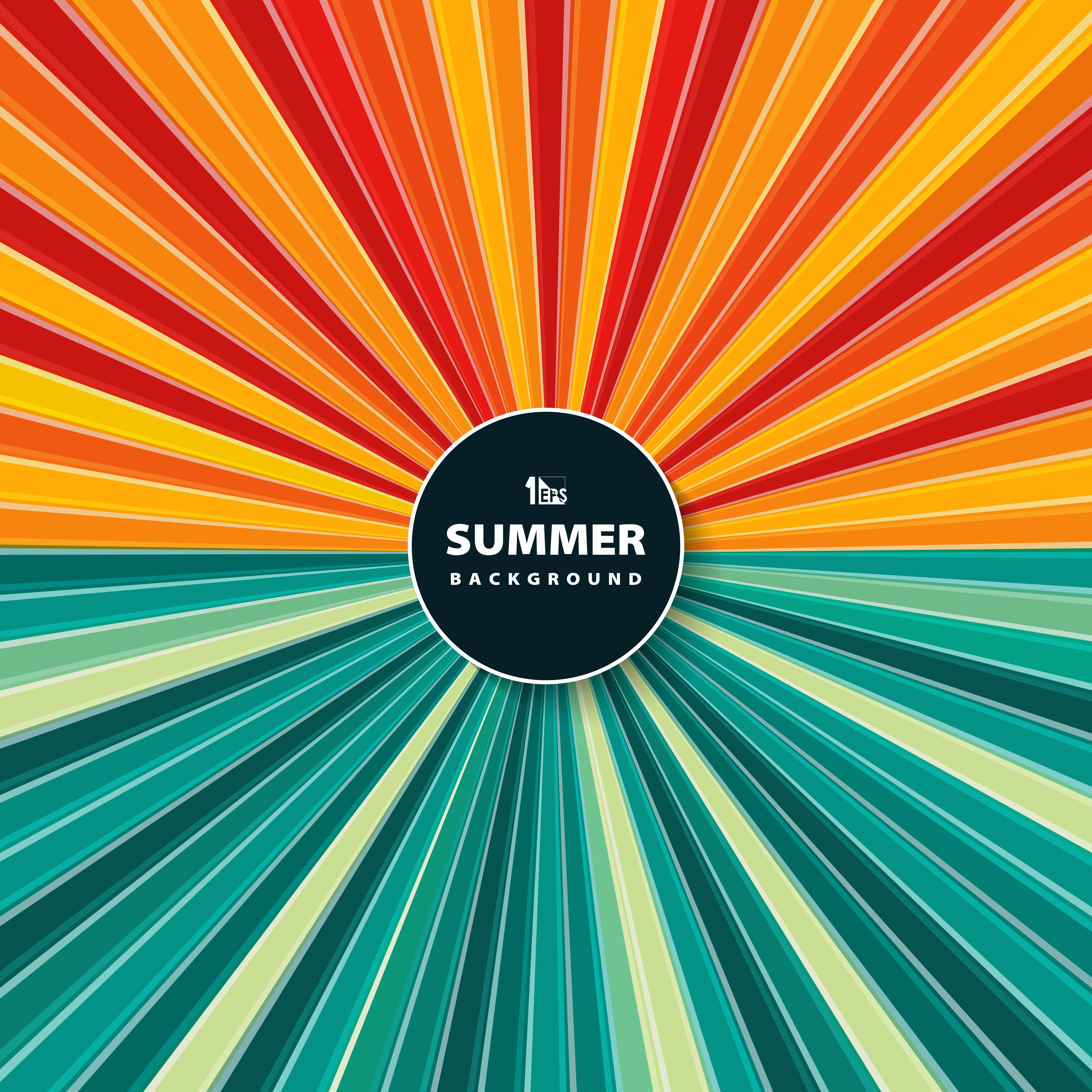 Abstract Colorful Sun Burst Of Circle In Summer Time Background