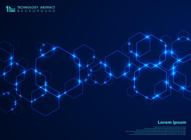 Abstract futuristic hexagon shape pattern connection in gradient blue technology background. vector