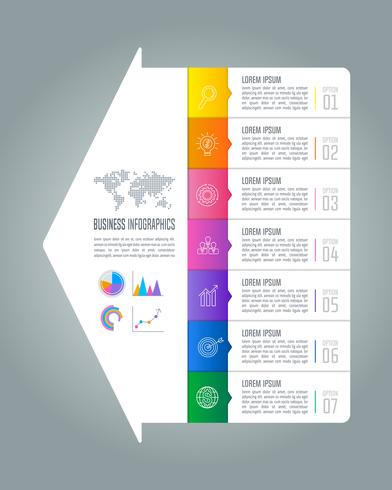 Diseño infográfico concepto de negocio con 7 opciones. vector