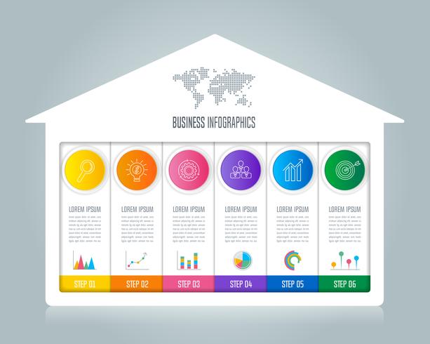 Diseño infográfico concepto de negocio con 6 opciones. vector