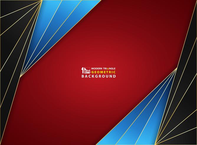 Abstract Background Luxury Golden Frame On Gradient Red Black Blue