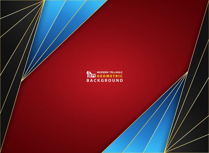 Abstract background luxury golden frame on gradient red black blue smooth soft pattern color cover.  vector