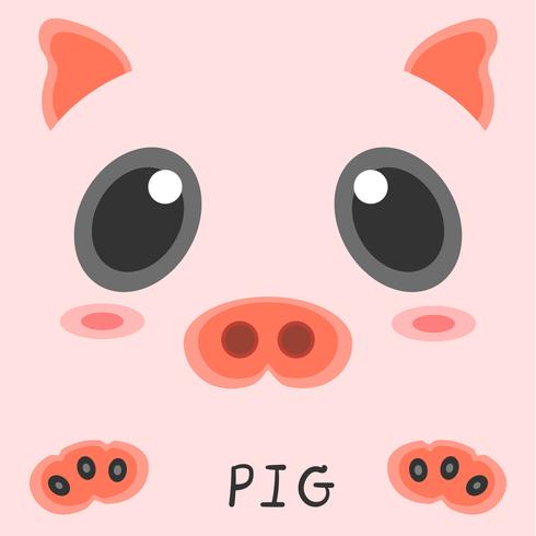 Abstract drawing animal pig picture 2d design.  vector