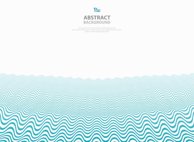 Abstract blue wavy pattern stripe lines ocean sea background.  vector