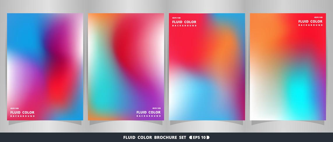 Abstract modern vivid fluid colorful brochure set. vector