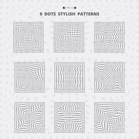 Resumen de puntos cuadrados negros de malla elegante conjunto de patrones. vector