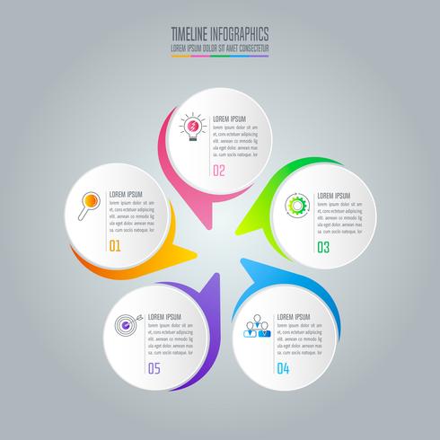 Diseño infográfico concepto de negocio con 5 opciones. vector