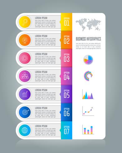 Timeline infographic business concept with 7 options. vector