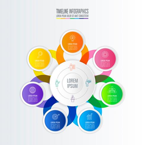 Diseño infográfico concepto de negocio con 7 opciones. vector