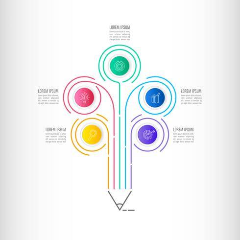 Timeline infographic business concept with 5 options. vector