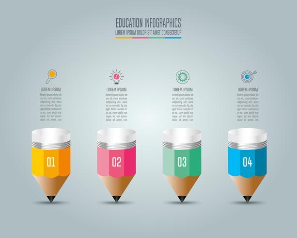 Plantilla de infografías de educación opción de 4 pasos. vector