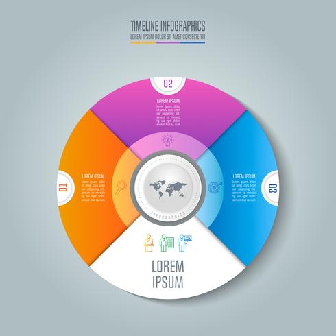 Concepto de negocio infografía línea de tiempo con 3 opciones. vector