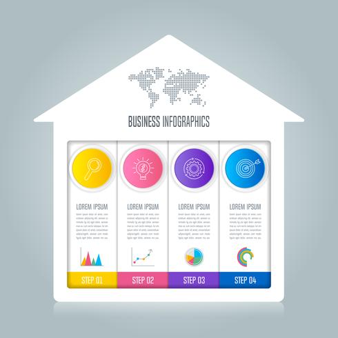 Diseño infográfico concepto de negocio con 4 opciones. vector