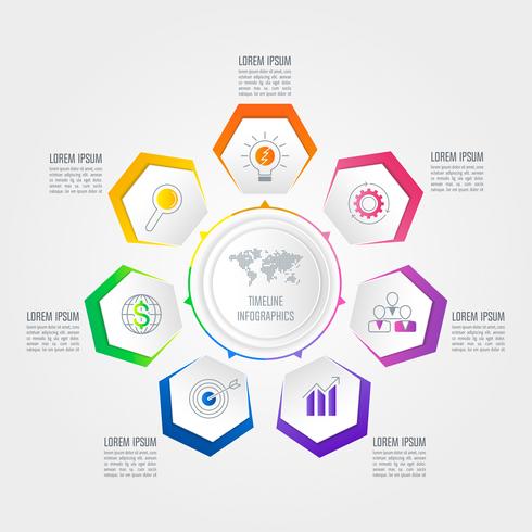 Diseño infográfico concepto de negocio con 7 opciones. vector