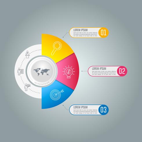 Diseño infográfico concepto de negocio con 3 opciones. vector