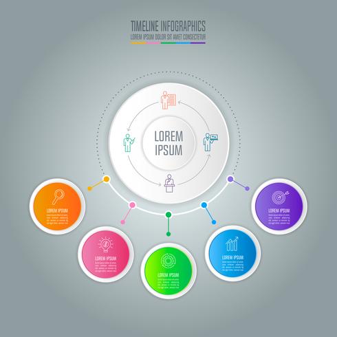 Diseño infográfico concepto de negocio con 5 opciones. vector