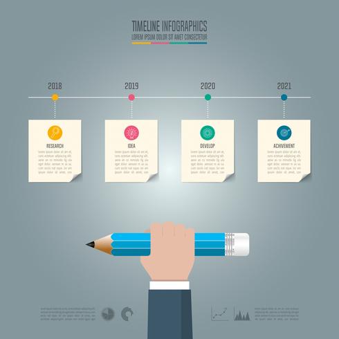 Concepto de negocio infografía línea de tiempo con 4 opciones. vector