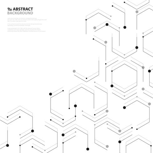 Decoración abstracta negra del diseño de la cubierta del modelo de la nanotecnología hexagonal. ilustración vectorial eps10 vector