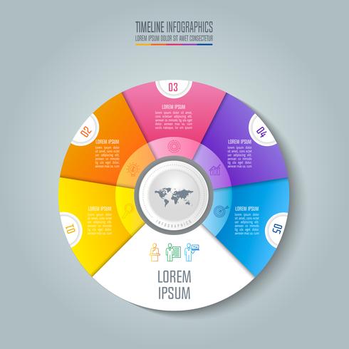 Concepto de negocio infografía línea de tiempo con 5 opciones. vector