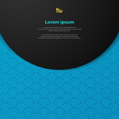Abstract blue caelestis geometric circle cover design envelope of pattern background on gradient black cover head.  vector