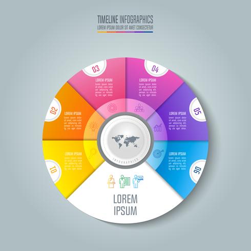 Concepto de negocio infografía línea de tiempo con 6 opciones. vector