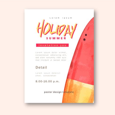 Travel on Holiday summer the beach Palm tree vacation, sea and sky sunlight , creative  watercolor vector illustration design