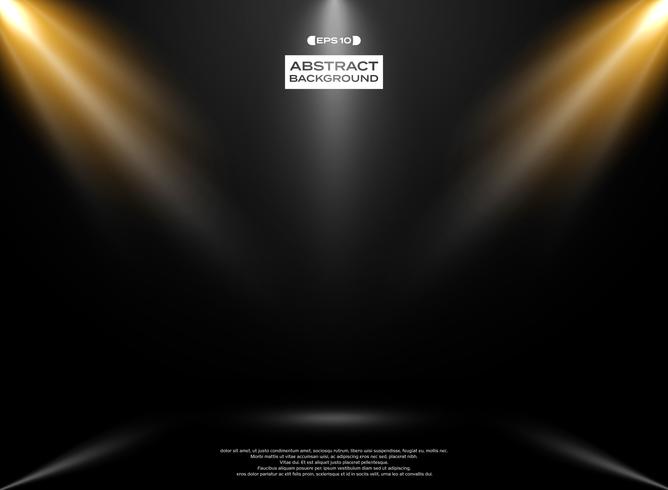 Abstract of lights studio room presenation on gradient black background. vector