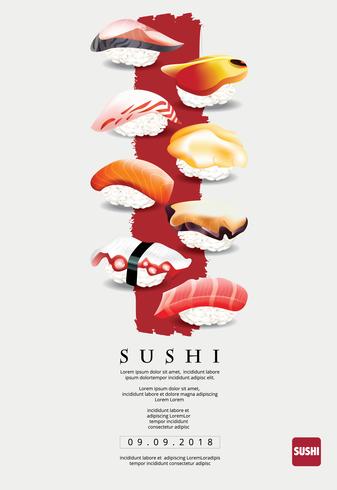 Cartel de sushi restaurante ilustración vectorial vector