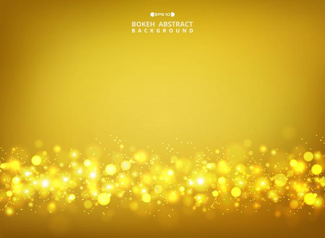 Abstract of golden glitters bokeh on gold gradient background. vector