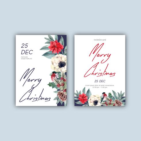 Winter floral blooming elegant wedding invitation card for decoration vintage beautiful, creative watercolor vector illustration design