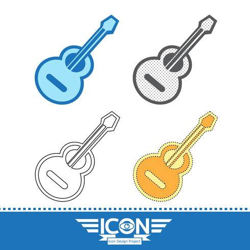 icono de guitarra acústica vector