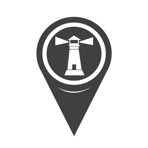 Icono de faro de puntero de mapa vector