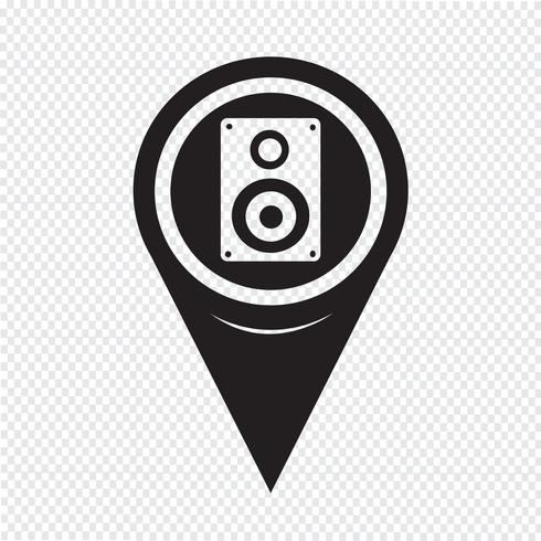 Map Pointer Audio speakers icon vector