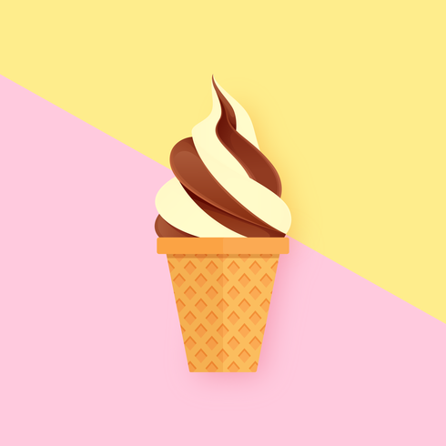 Twisted Soft Ice Cream On Pastel Background vector