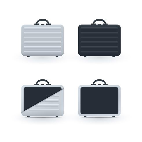 Open and closed briefcase icons vector